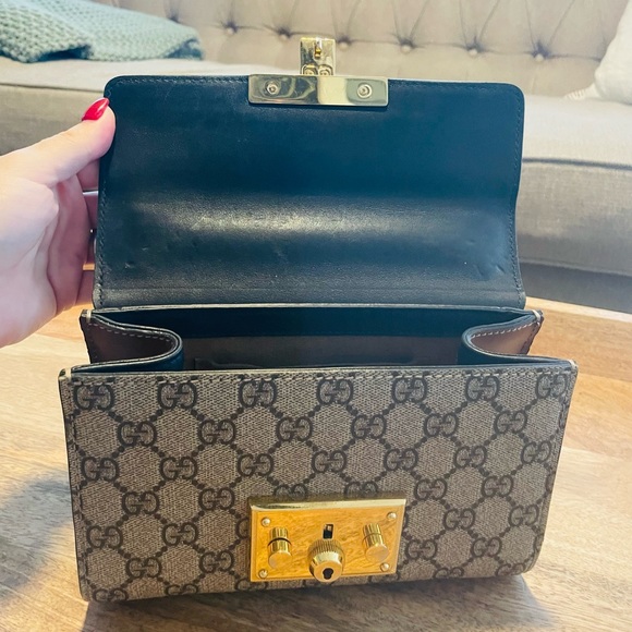 Gucci Small Padlock GG Canvas Leather Chain Shoulder Bag - Picture 3 of 15